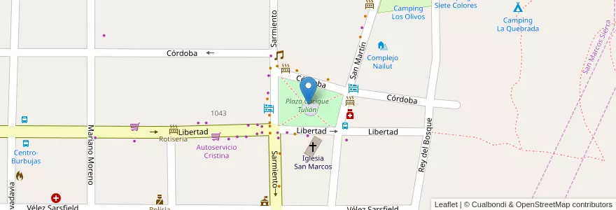 Mapa de ubicacion de Plaza Cacique Tulián en Аргентина, Кордова, Departamento Cruz Del Eje, Pedanía San Marcos, San Marcos Sierras, San Marcos Sierra.