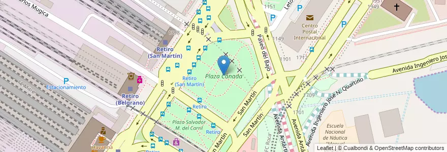 Mapa de ubicacion de Plaza Cánada, Retiro en アルゼンチン, Ciudad Autónoma De Buenos Aires, Comuna 1, ブエノスアイレス.