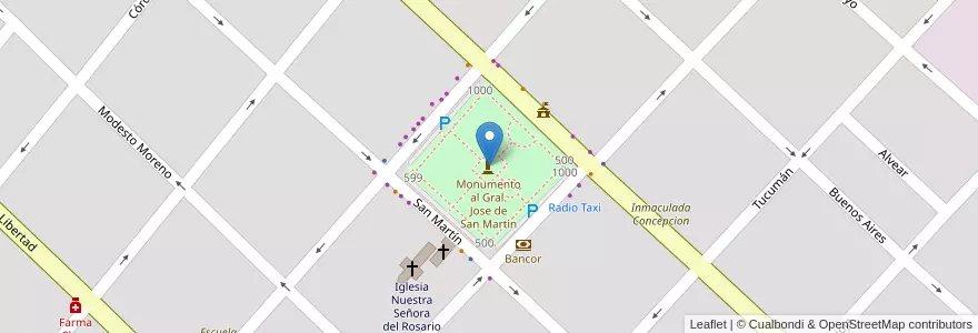 Mapa de ubicacion de Plaza Capitán de los Andes en Argentina, Córdova, Departamento General San Martín, Pedanía Villa Nueva, Municipio De Villa Nueva, Villa Nueva.