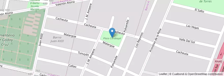Mapa de ubicacion de Plaza Carabajal en Argentina, Cile, Mendoza, Godoy Cruz, Departamento Godoy Cruz, Distrito San Francisco Del Monte.