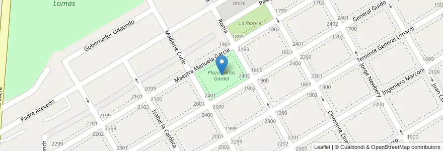 Mapa de ubicacion de Plaza Carlos Gardel en 아르헨티나, 부에노스아이레스주, Partido De San Isidro, Beccar.