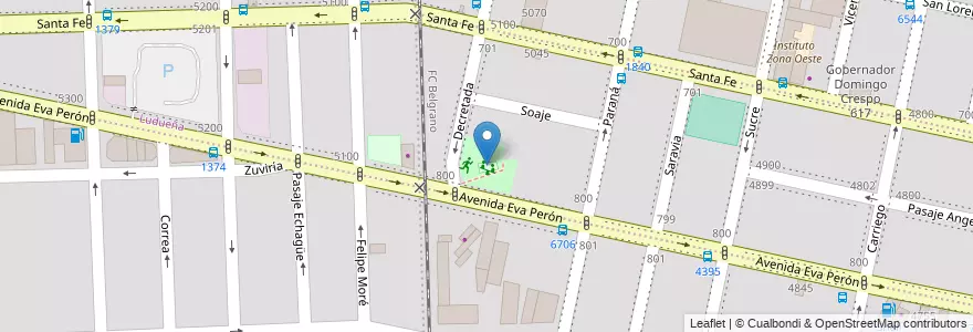 Mapa de ubicacion de Plaza Carlos Gauna en 阿根廷, Santa Fe, Departamento Rosario, Municipio De Rosario, 罗萨里奥.