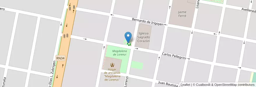 Mapa de ubicacion de Plaza Carlos Saavedra Lamas en Arjantin, Santa Fe, Departamento Castellanos, Municipio De Rafaela.