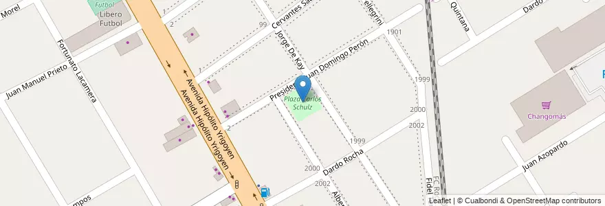 Mapa de ubicacion de Plaza Carlos Schulz en アルゼンチン, ブエノスアイレス州, Partido De Almirante Brown, Burzaco.