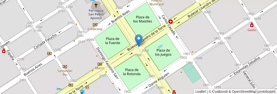 Mapa de ubicacion de Plaza Casado en Argentinië, Santa Fe, Departamento Caseros, Municipio De Casilda, Casilda.