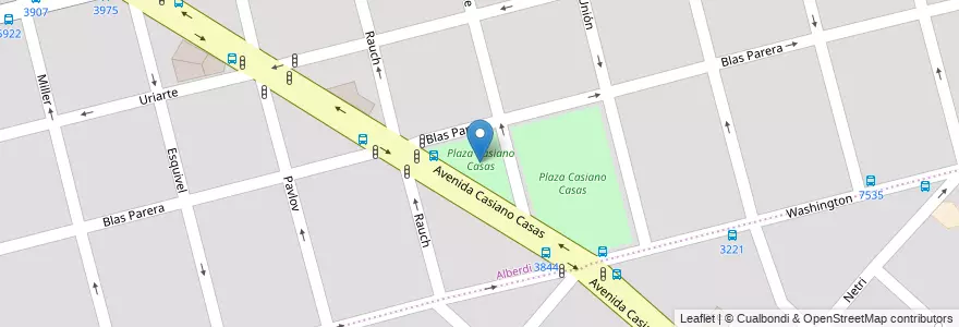Mapa de ubicacion de Plaza Casiano Casas en Arjantin, Santa Fe, Departamento Rosario, Municipio De Rosario, Rosario.