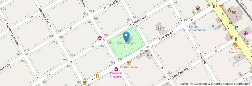 Mapa de ubicacion de Plaza Castiglia en アルゼンチン, ブエノスアイレス州, Partido De San Isidro, San Isidro.