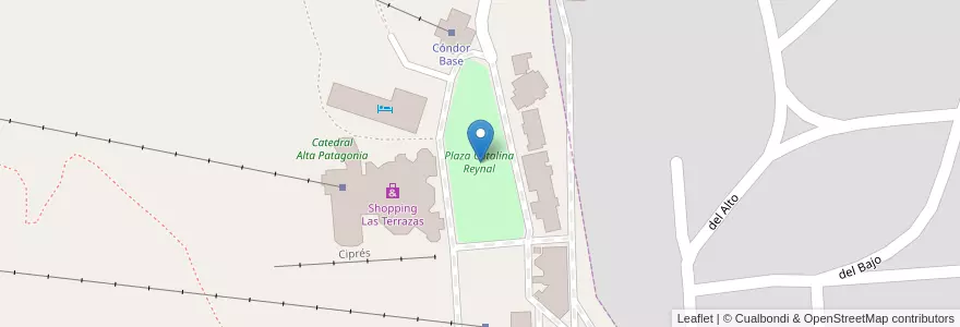 Mapa de ubicacion de Plaza Catalina Reynal en 阿根廷, 智利, 内格罗河省, Departamento Bariloche, Municipio De San Carlos De Bariloche, Villa Catedral.