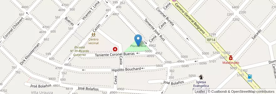 Mapa de ubicacion de Plaza Cavia en Argentina, Buenos Aires, Partido De Lanús, Monte Chingolo.