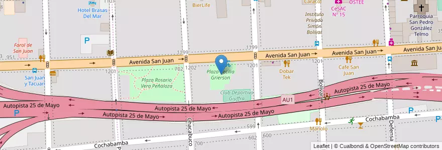 Mapa de ubicacion de Plaza Cecilia Grierson, San Telmo en آرژانتین, Ciudad Autónoma De Buenos Aires, Comuna 1, Buenos Aires.