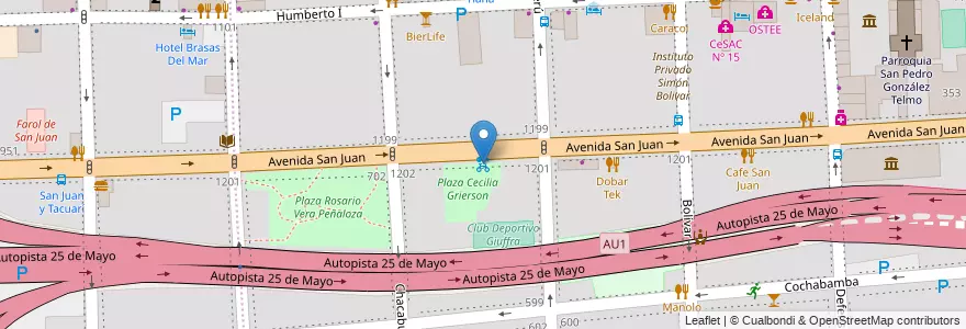 Mapa de ubicacion de Plaza Cecilia Grierson, San Telmo en Argentine, Ciudad Autónoma De Buenos Aires, Comuna 1, Buenos Aires.