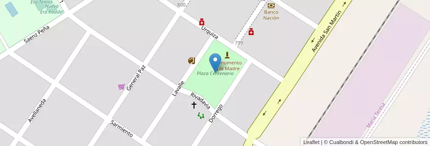 Mapa de ubicacion de Plaza Centenario en Argentinien, Santa Fe, Departamento General López, Municipio De María Teresa, María Teresa.
