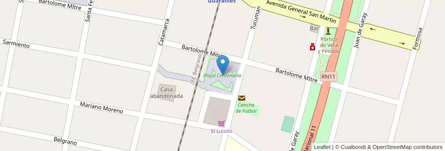 Mapa de ubicacion de Plaza Centenario en Argentine, Santa Fe, Departamento San Justo, Municipio De Vera Y Pintado.
