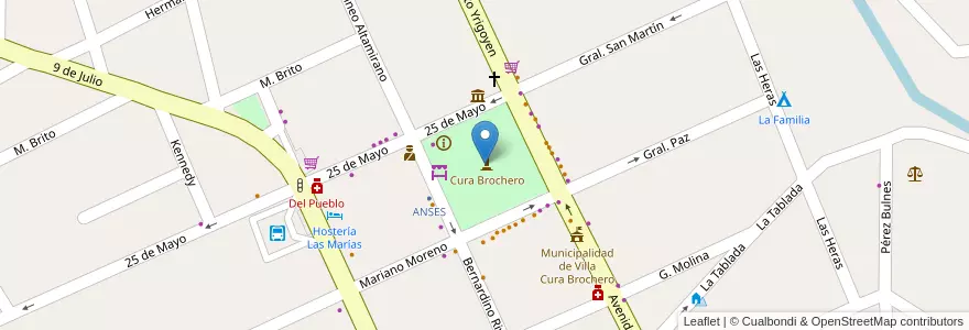 Mapa de ubicacion de Plaza Centenario en Аргентина, Кордова, Departamento San Alberto, Villa Cura Brochero, Pedanía Tránsito, Municipio De Villa Cura Brocheroa.