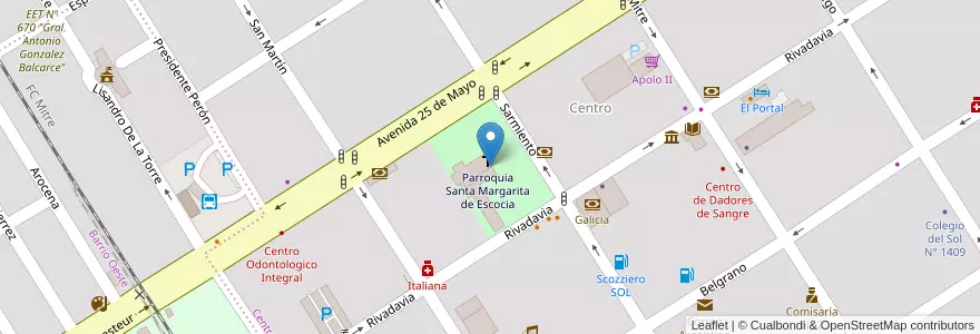 Mapa de ubicacion de Plaza Central en アルゼンチン, サンタフェ州, Departamento San Jerónimo, Municipio De Gálvez, Gálvez.