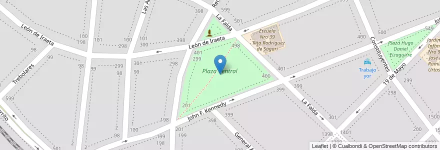 Mapa de ubicacion de Plaza Central en 阿根廷, 布宜诺斯艾利斯省, Partido De Bahía Blanca, Bahía Blanca.