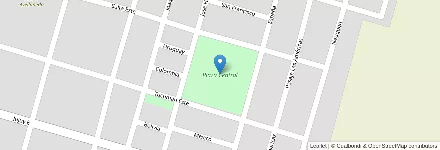 Mapa de ubicacion de Plaza Central en アルゼンチン, サルタ州, San José De Metán, Municipio De Metán, Metán.