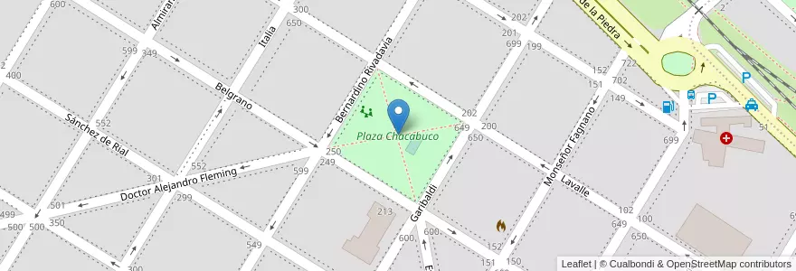 Mapa de ubicacion de Plaza Chacabuco en アルゼンチン, ブエノスアイレス州, Partido De Patagones, Carmen De Patagones.