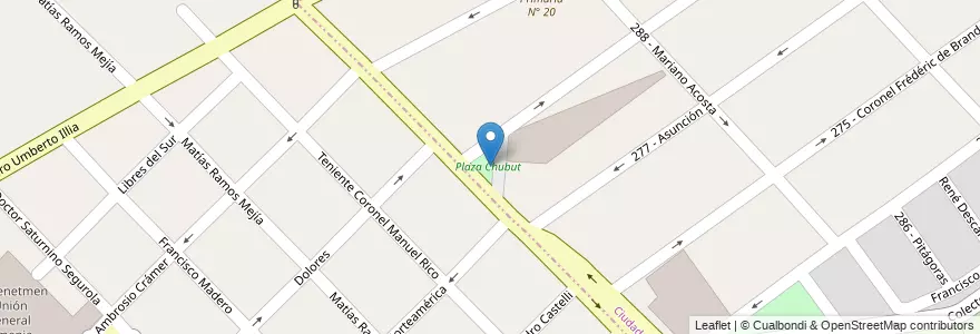 Mapa de ubicacion de Plaza Chubut en Argentina, Buenos Aires, Ciudadela.