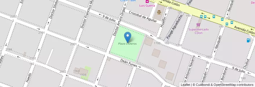 Mapa de ubicacion de Plaza Cisneros en Argentina, Córdoba, Departamento Capital, Pedanía Capital, Córdoba, Municipio De Córdoba.