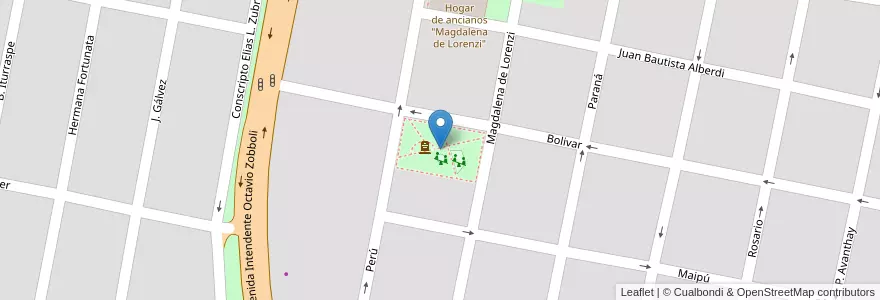 Mapa de ubicacion de Plaza Ciudad de Fossano en Arjantin, Santa Fe, Departamento Castellanos, Municipio De Rafaela.