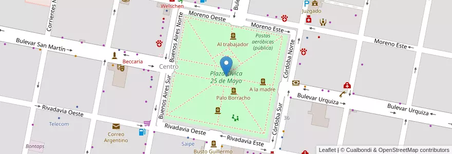Mapa de ubicacion de Plaza Cívica 25 de Mayo en Argentine, Santa Fe, Departamento Castellanos, Municipio De Humberto Primo, Humberto Primo.
