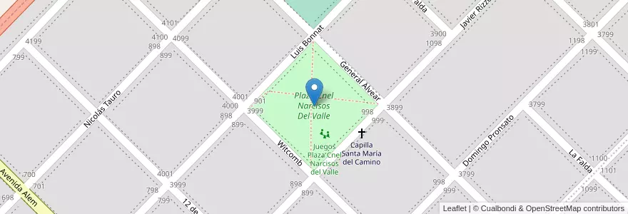 Mapa de ubicacion de Plaza Cnel Narcisos Del Valle en Argentina, Provincia Di Buenos Aires, Partido De Bahía Blanca, Bahía Blanca.