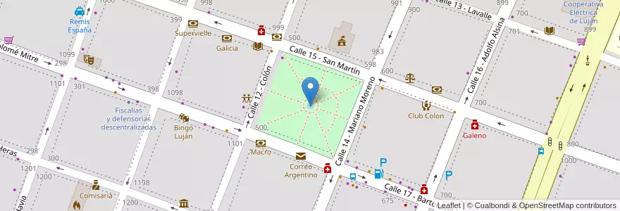 Mapa de ubicacion de Plaza Colón en Argentina, Provincia Di Buenos Aires, Partido De Luján.