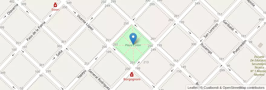 Mapa de ubicacion de Plaza Colón en Arjantin, Buenos Aires, Partido De Chivilcoy, Chivilcoy.