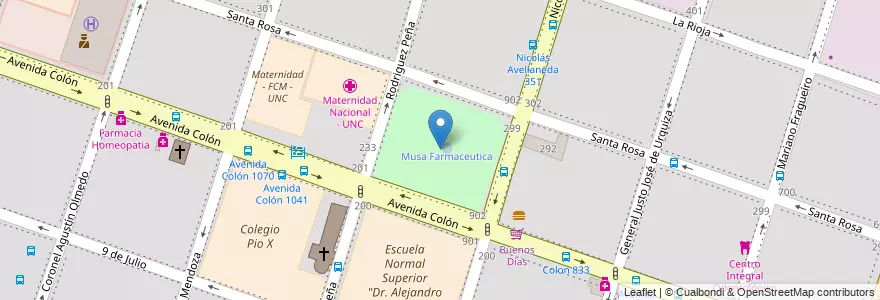 Mapa de ubicacion de Plaza Colón en Argentinien, Provinz Córdoba, Departamento Capital, Pedanía Capital, Córdoba, Municipio De Córdoba.