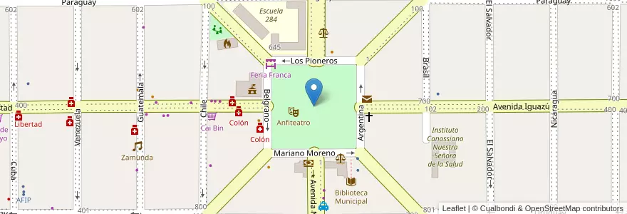 Mapa de ubicacion de Plaza Colón en Argentina, Misiones, Departamento San Ignacio, Municipio De Jardín América.