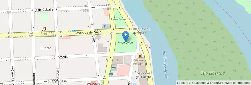 Mapa de ubicacion de Plaza Colón en الأرجنتين, إنتري ريوس, Departamento Gualeguaychú, Gualeguaychú, Gualeguaychú, Distrito Costa Uruguay Sur.