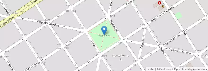Mapa de ubicacion de Plaza Colón en Arjantin, Santa Fe, Departamento Caseros, Municipio De Casilda, Casilda.