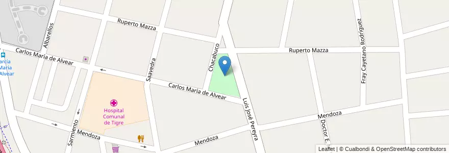 Mapa de ubicacion de Plaza Combatientes de Malvinas en アルゼンチン, ブエノスアイレス州, Partido De Tigre, Tigre.