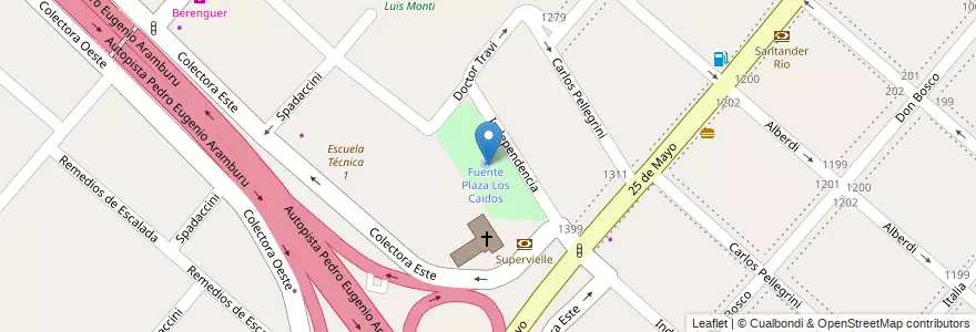 Mapa de ubicacion de Plaza Combatientes en 阿根廷, 布宜诺斯艾利斯省, Partido De Escobar, Belén De Escobar.