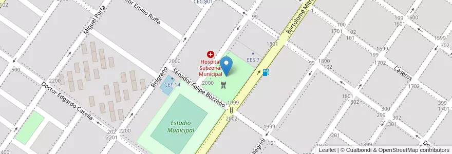 Mapa de ubicacion de plaza comisaria-hospital en آرژانتین, استان بوئنوس آیرس, Partido De San Pedro, San Pedro.