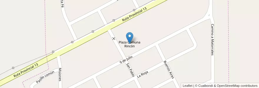 Mapa de ubicacion de Plaza Comuna Rincón en 阿根廷, Córdoba, Departamento Río Segundo, Pedanía Villa Del Rosario, Comuna De Rincón, Rincón.
