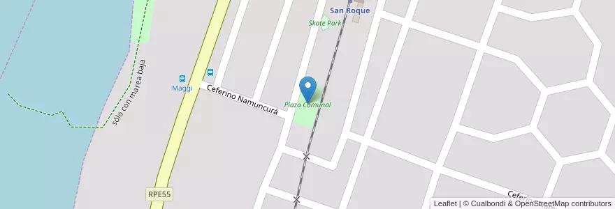 Mapa de ubicacion de Plaza Comunal en Arjantin, Córdoba, Departamento Punilla, Pedanía San Roque, Comuna De San Roque, Comuna San Roque.