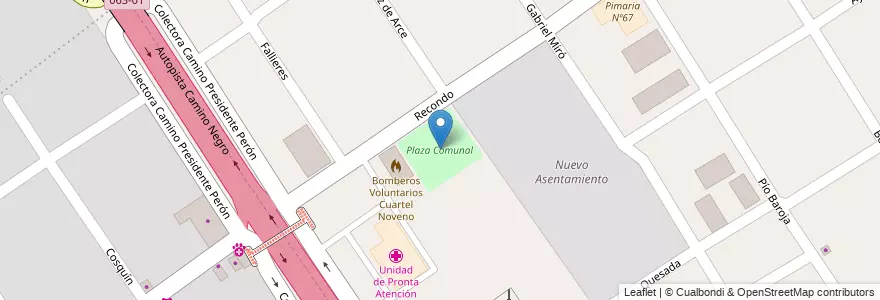 Mapa de ubicacion de Plaza Comunal en アルゼンチン, ブエノスアイレス州, Partido De Lomas De Zamora, Villa Fiorito.