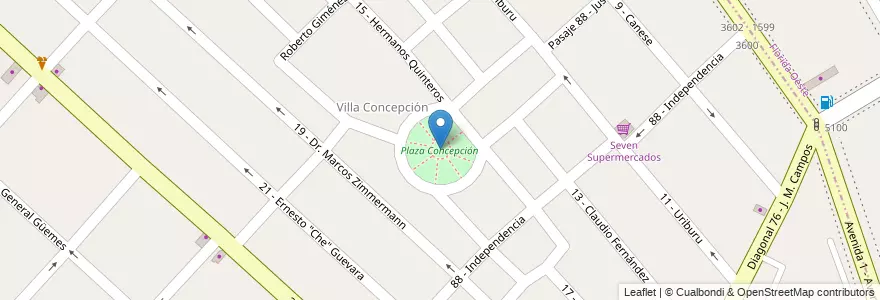 Mapa de ubicacion de Plaza Concepción en Argentina, Buenos Aires, Partido De General San Martín, San Andrés.