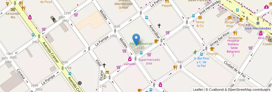 Mapa de ubicacion de Plaza Consorcial, Belgrano en 아르헨티나, Ciudad Autónoma De Buenos Aires, 부에노스아이레스, Comuna 13.