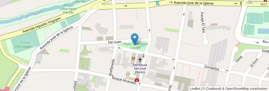 Mapa de ubicacion de Plaza Constitución Cuyaya en Аргентина, Жужуй, Departamento Doctor Manuel Belgrano, Municipio De San Salvador De Jujuy.
