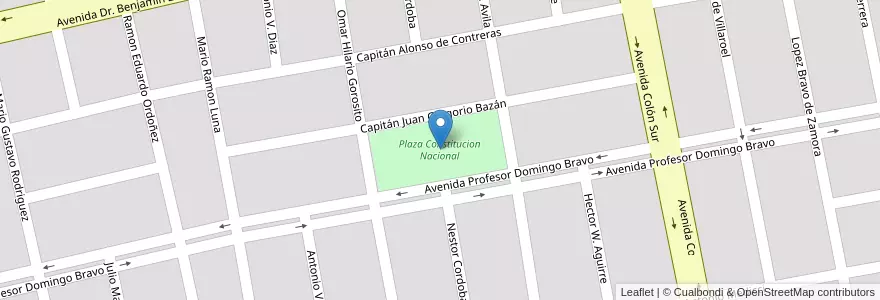 Mapa de ubicacion de Plaza Constitucion Nacional en アルゼンチン, サンティアゴ・デル・エステロ州, Departamento Capital, Santiago Del Estero.