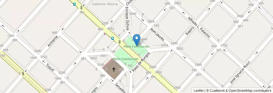 Mapa de ubicacion de Plaza Constitución en Аргентина, Буэнос-Айрес, Partido De Lanús, Valentín Alsina.