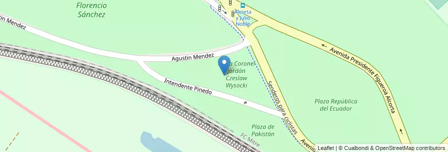 Mapa de ubicacion de Plaza Coronel Jordán Czeslaw Wysocki, Palermo en Аргентина, Буэнос-Айрес, Буэнос-Айрес, Comuna 14.