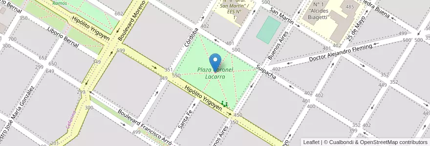 Mapa de ubicacion de Plaza Coronel Lacarra en 阿根廷, 布宜诺斯艾利斯省, Partido De Patagones, Carmen De Patagones.