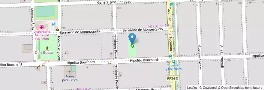 Mapa de ubicacion de Plaza Daniel Raúl Soto en Аргентина, Санта-Фе, Departamento Rosario, Municipio De Funes, Funes.