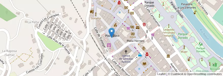 Mapa de ubicacion de Plaza de Abastos en 스페인, 아스투리아스, 아스투리아스, Llangréu/Langreo.