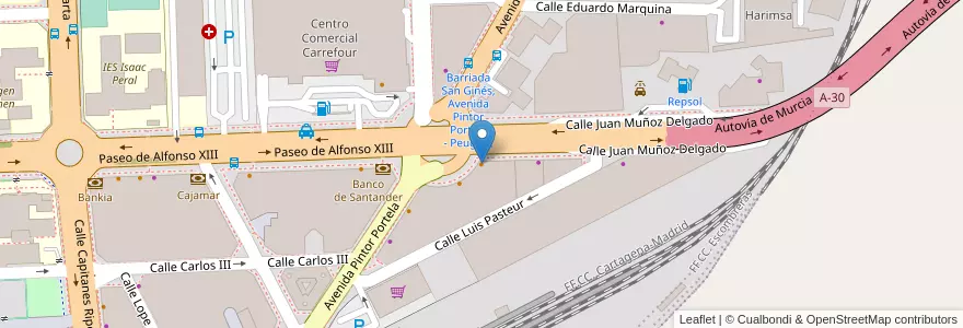 Mapa de ubicacion de Plaza de Alicante en Espagne, Région De Murcie, Région De Murcie, Camp-De-Carthagène Et Mer Mineure, Cartagena.