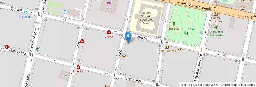 Mapa de ubicacion de Plaza de Almas en 阿根廷, Tucumán, San Miguel De Tucumán, Departamento Capital, San Miguel De Tucumán.